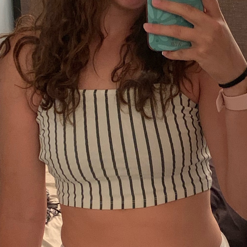 White and black striped crop top size small from forever 21
